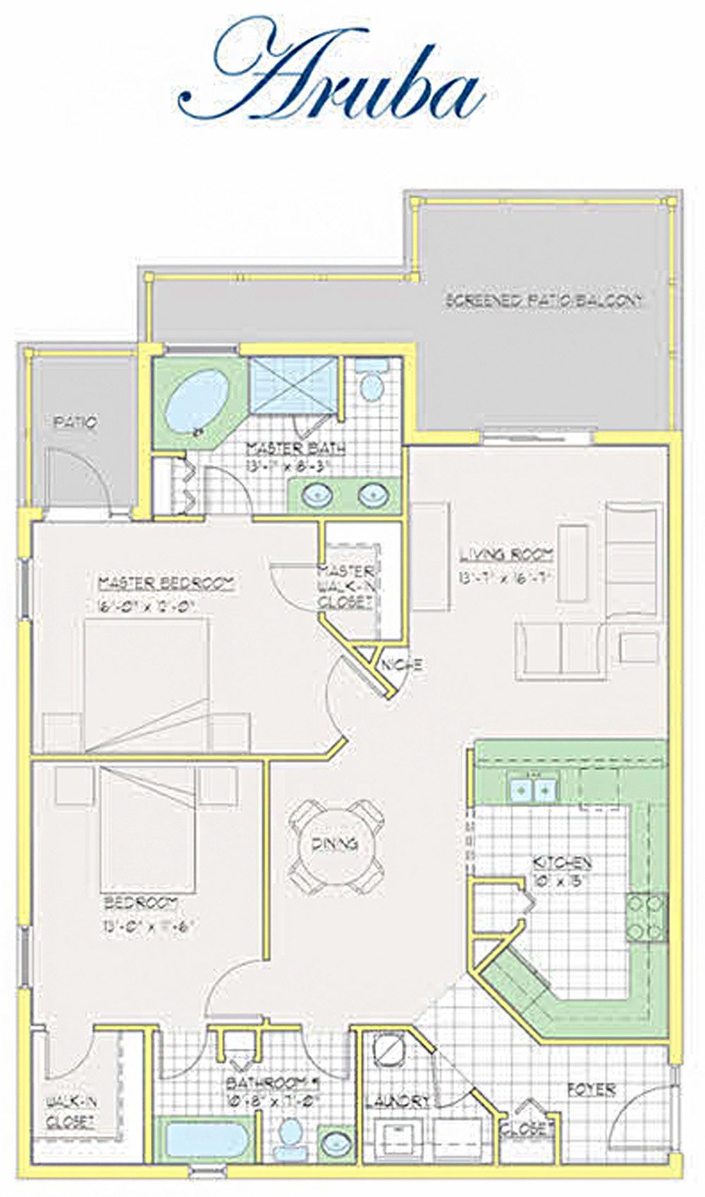 Caribe Cove Aruba Floor Plan 1445 sq ft