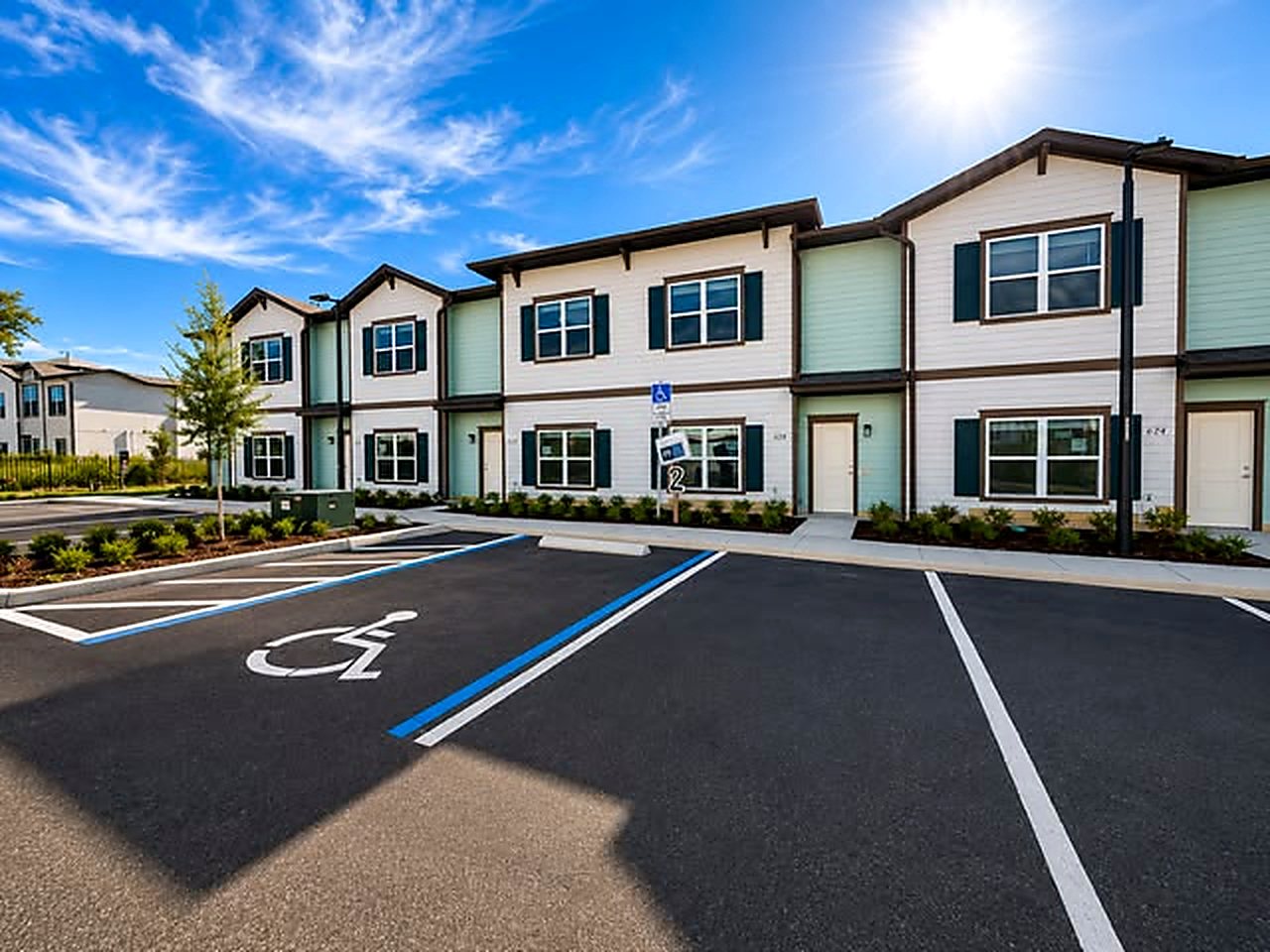Guest parking and private internal roads within the gated 82-unit community