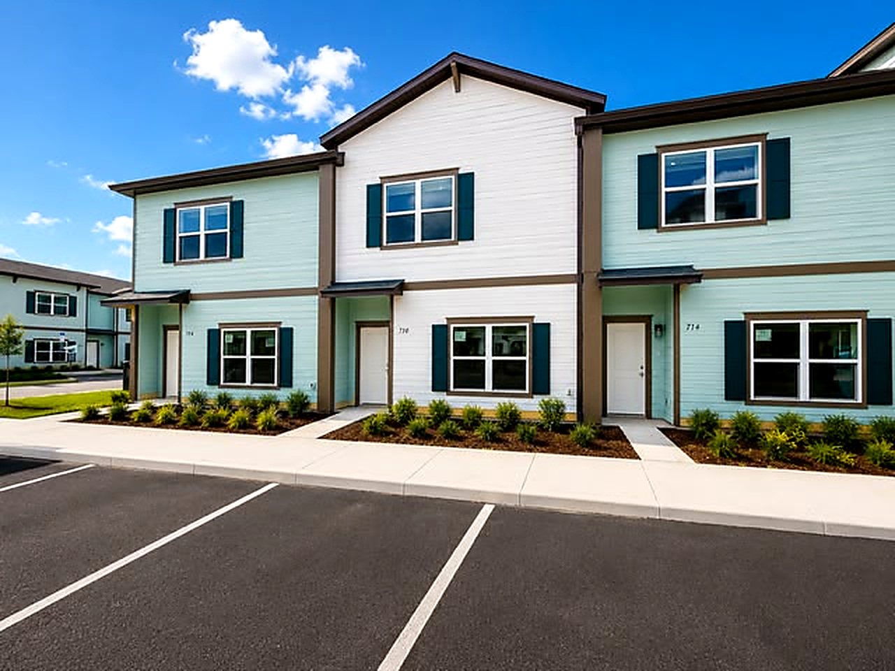Newly built three-bedroom townhomes in an 82-unit Davenport, Florida community near Walt Disney World