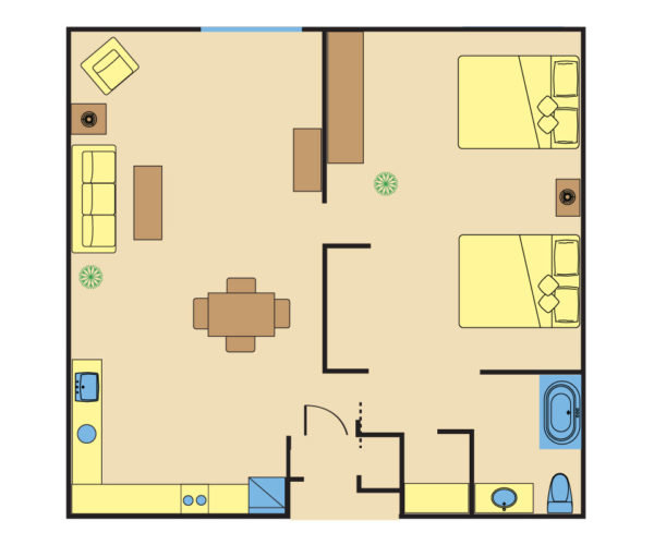 One Bedroom Floor Plan Unit A StaySky Suites
